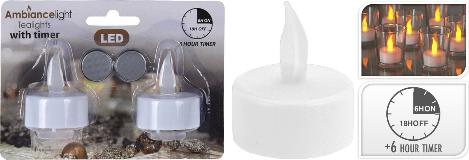 Affek Design ZESTAW 2 ŚWIECZEK TEA LIGHT LED TIMER BIAŁY