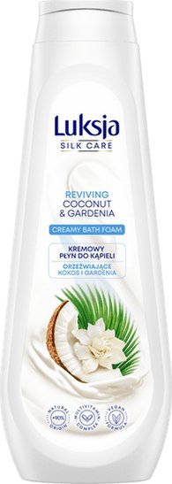 Sarantis Luksja Silk Care Kremowy Płyn do kąpieli - Orzeźwiające Kokos i Gardenia 900ml