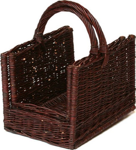 WickerPL WIKLINOWY KOSZ KOMINKOWY CIEMNY NA SKLEJCE 50x35 H 33/47 CM