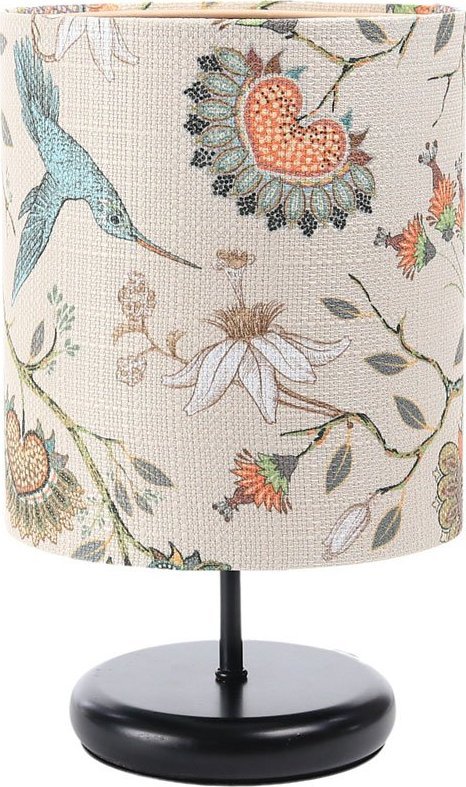 Lampa stołowa Lumes Czarna lampka nocna z motywem kwiatów - S386-Palva