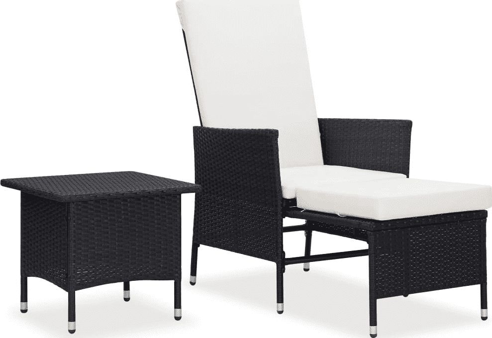 vidaXL VidaXL 2-cz. zestaw wypoczynkowy do ogrodu, poduszki, czarny rattan PE