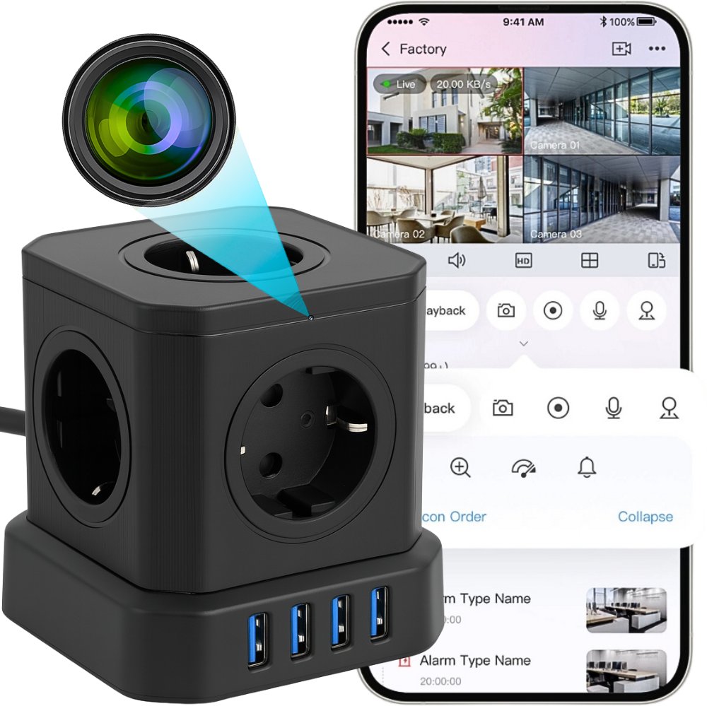 MINI KAMERA WIFI SZPIEGOWSKA UKRYTA W LISTWIE GNIAZDKU ANDROID PODGLĄD ŻYWO