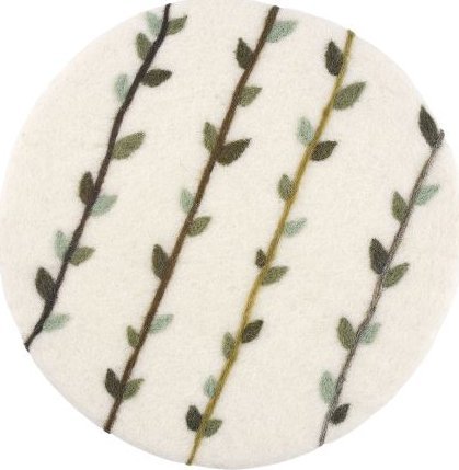 Cilio Podkładka pod gorące naczynia, śred. 21 cm, owcza wełna, biało-zielona / Cilio