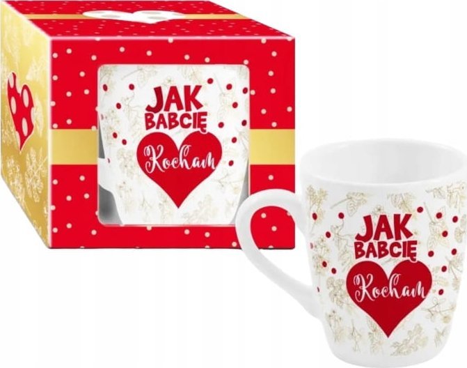 Kubek ceramiczny "Jak Babcię Kocham" 300 ml Biały ze złotymi zdobieniami