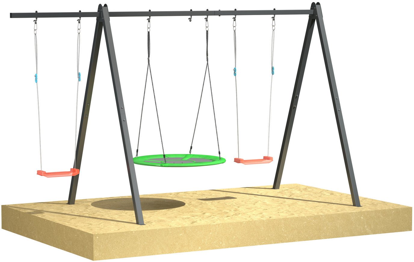 STELAŻ METALOWY TRZYSTANOWISKOWY 3W1 UNDERFIT - HUŚTAWKI, BOCIANIE GNIAZDO, HAMAK