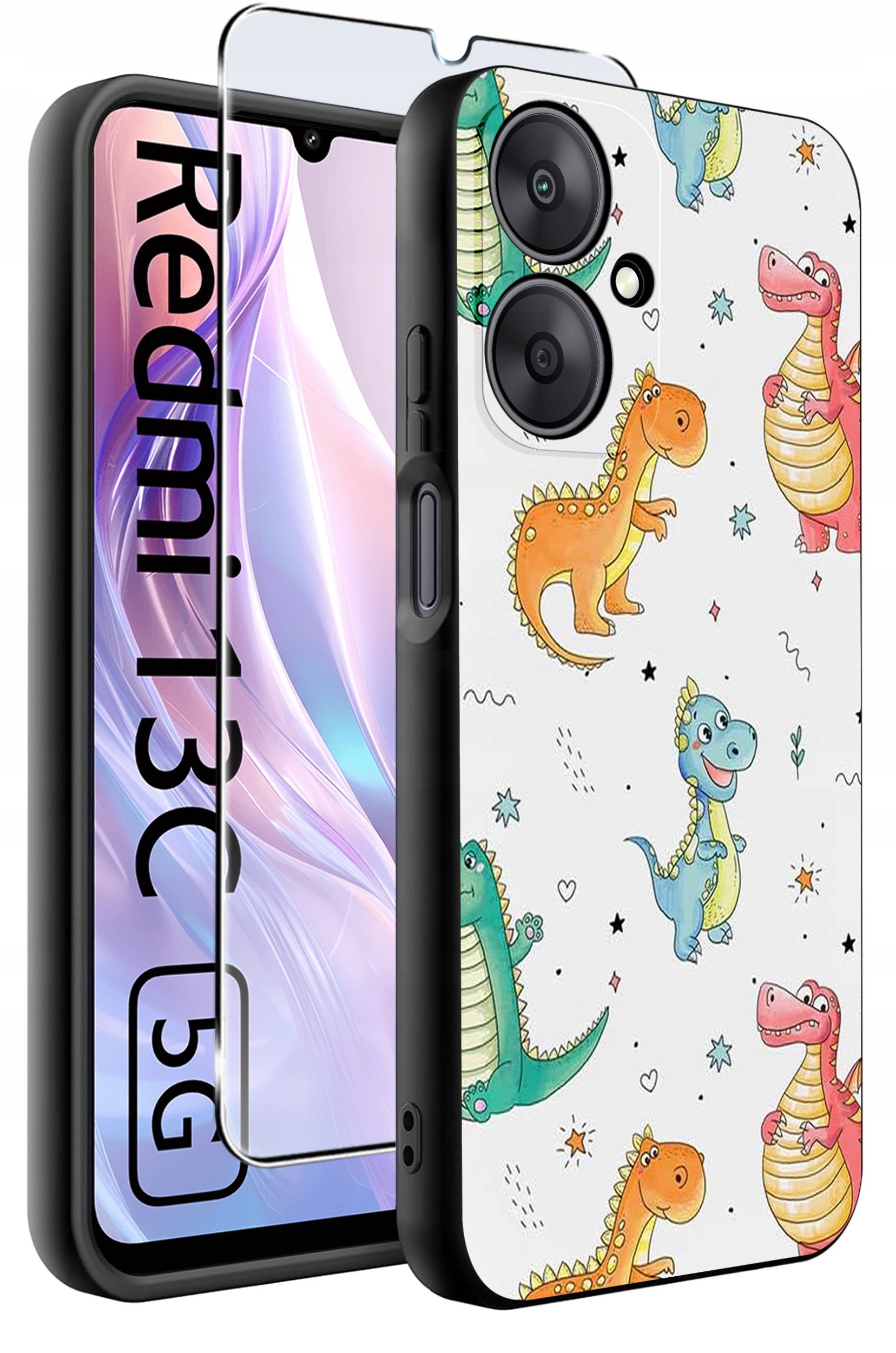 ETUI do Xiaomi Redmi 13C 5G WZORY |SILIKONOWE MATT CASE +SZKŁO HARTOWANE 9H