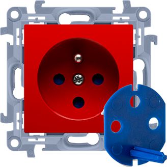 Kontakt-Simon Gniazdo wtyczkowe pojedyncze Data z kluczem uprawniającym 16A czerwony (CGD1.01/22)