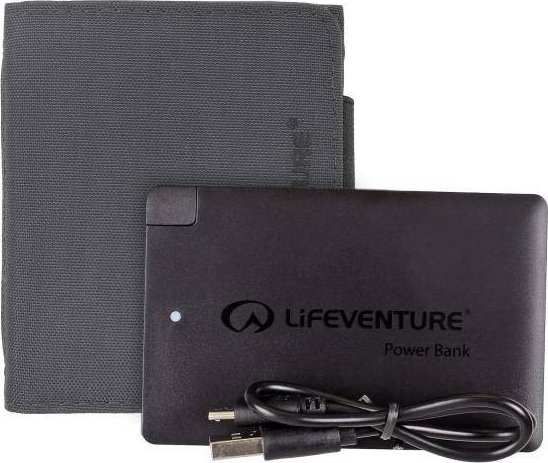 Lifeventure RFiD Charger Wallet with power bank, Recycled, Grey