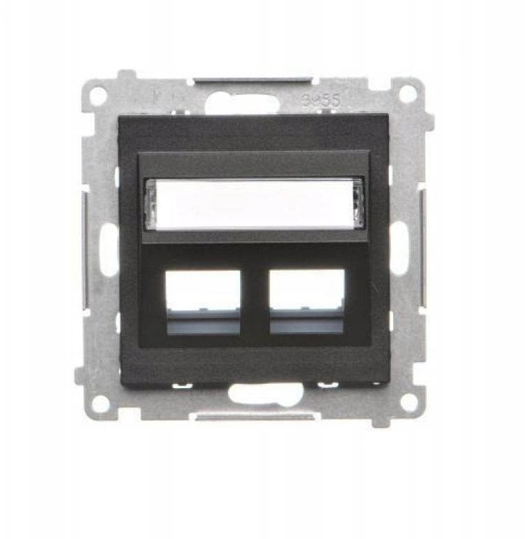 Kontakt-Simon Simon 55 Pokrywa gniazd teleinformatycznych na Keystone skośna podwójna z miejscem na opis (moduł) Czarny mat TKP2S.01/149