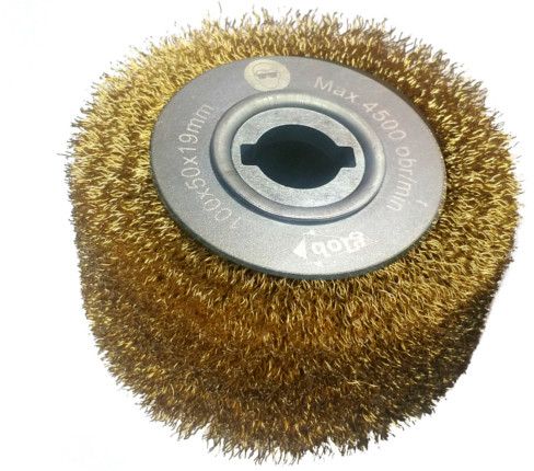 Glob Szczotka tarczowa fi 100x48mm z drutu mosiądzowanego falowanego z otworem zabierakowym fi 19mm (GLOB-SZ-DRUT100-048-19)