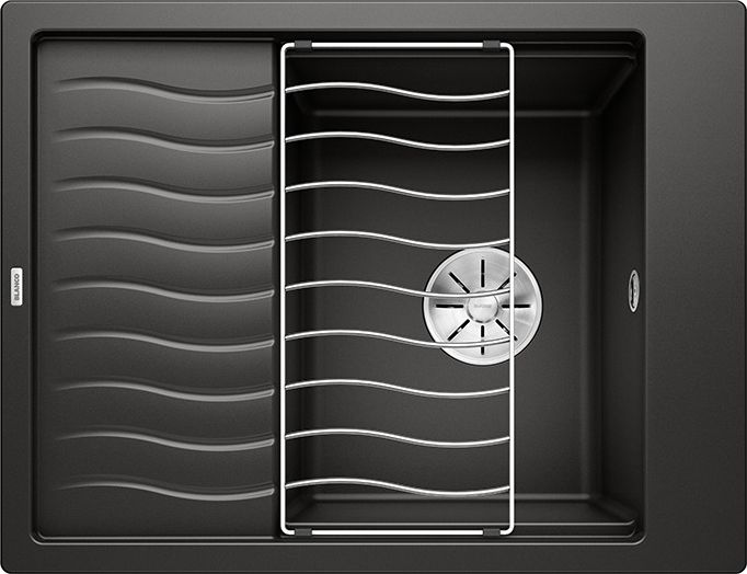 Zlewozmywak Blanco Elon 45 S Silgranit czarny z korkiem InFino, kratka ociekowa (525880)
