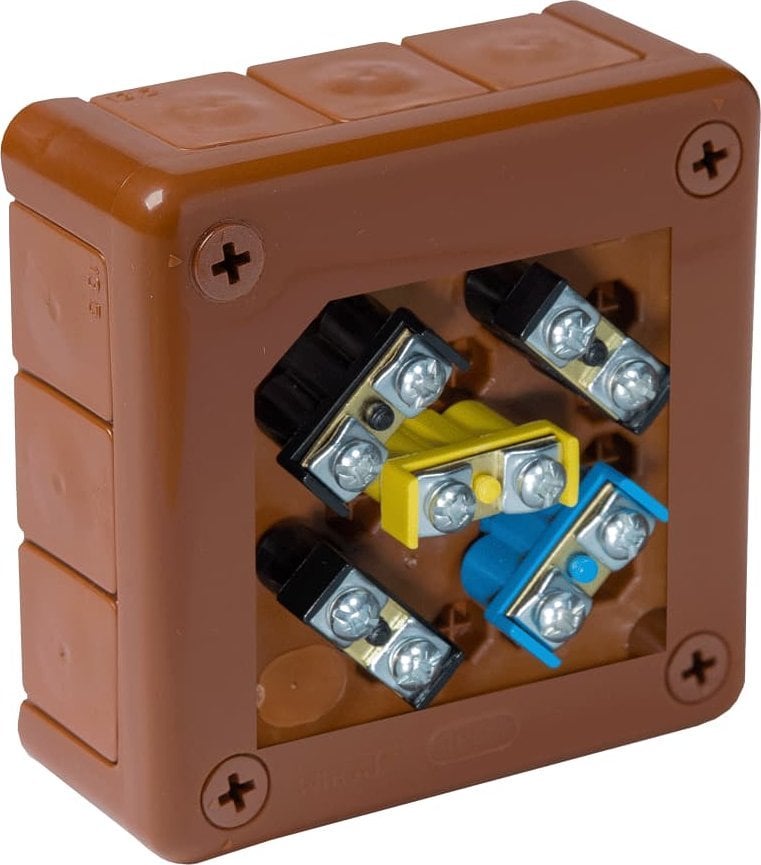 ViPlast Puszka natynkowa z zaciskami 12 wlotów VP-41 BRĄZOWA IP55 98x98x42mm 041-52