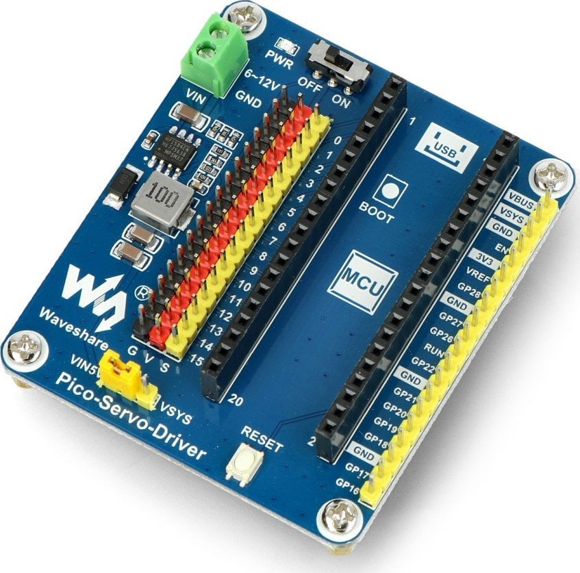 Waveshare Sterownik serw 16-kanałowy, 16-bitowy PWM do Raspberry Pi Pico - Waveshare 19767}