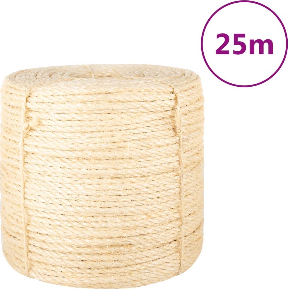 vidaXL vidaXL Sznur, sizal 100%, 6 mm, 25 m