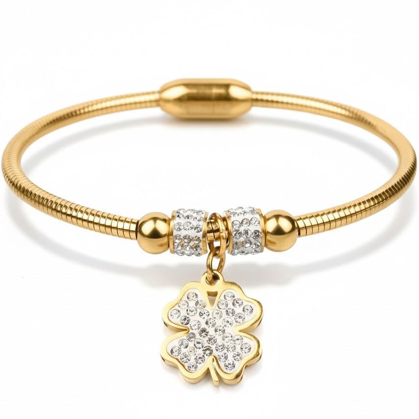 Bransoletka damska Koniczynka złota