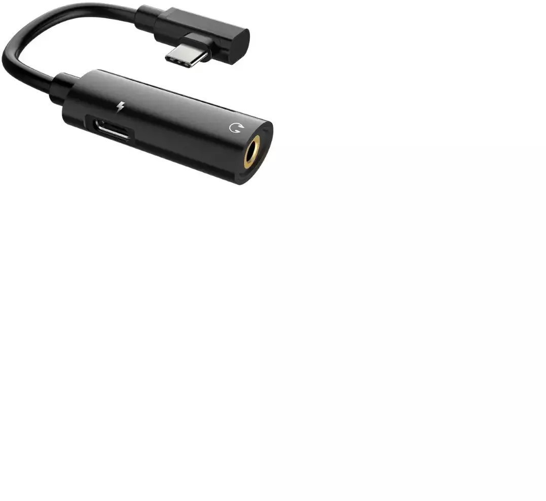 LogiLink Riff Audio Adapter - Para Type-C do Type-C (gniazdo ładowania) + słuchawki 3 5 mm (gniazdo) Black 4752219008297