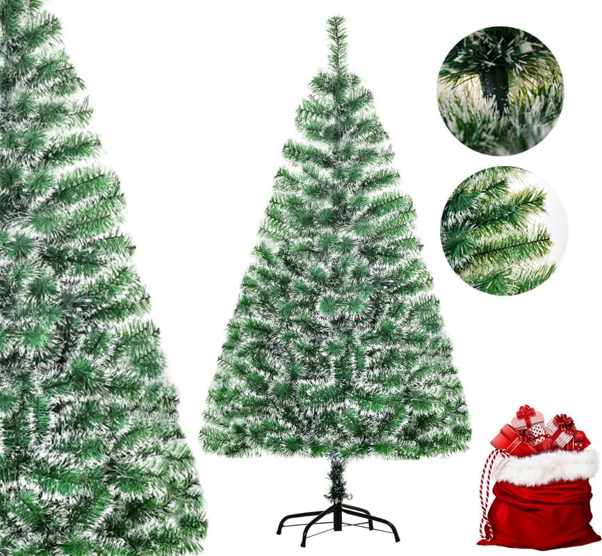 Choinka Sztuczna Zielono-Biała 416 Gałęzi 150 cm PAKO 830-123