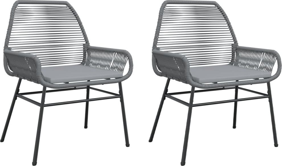 Krzesła ogrodowe z poduszkami, 2 szt., polirattan, szare