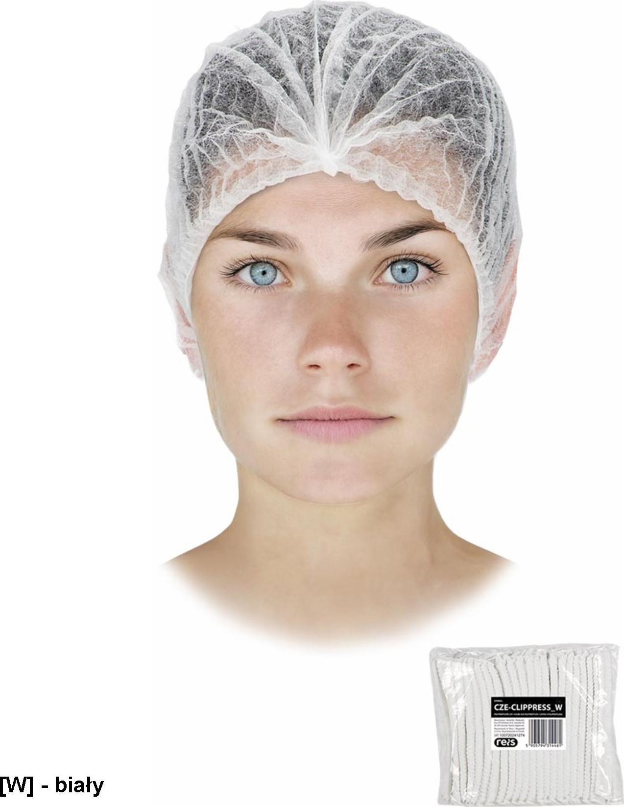 Reis CZE-CLIPPRESS - Czepek typu Clip zakończony gumką ściągniętą w harmonijkę świetnie trzyma się na głowie przepuszcza powietrze, dzięki - biały - U
