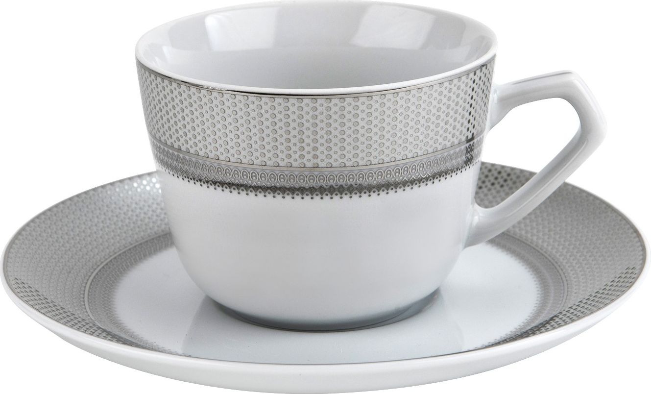 Ćmielów Komplet 6 filiżanek 200ml ze spodkiem Amaro Silver