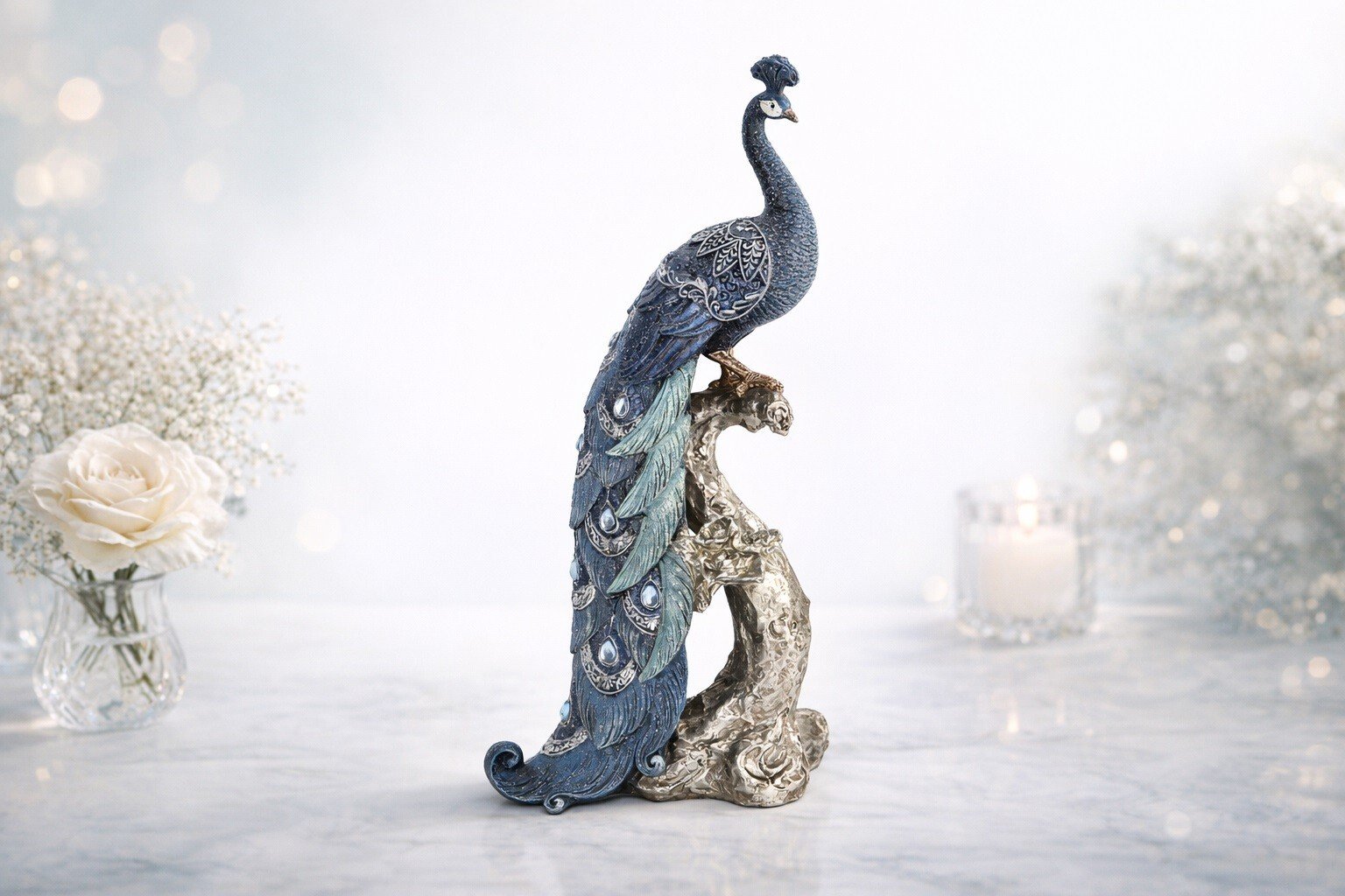 Figurka dekoracyjna Paw 40 cm niebieski 164730