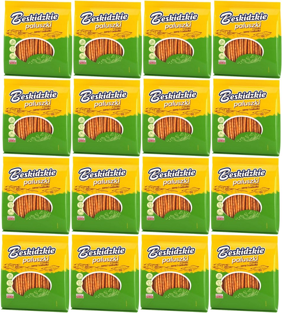 Beskidzkie Paluszki o smaku sera i cebulki 180 g x 16 sztuk