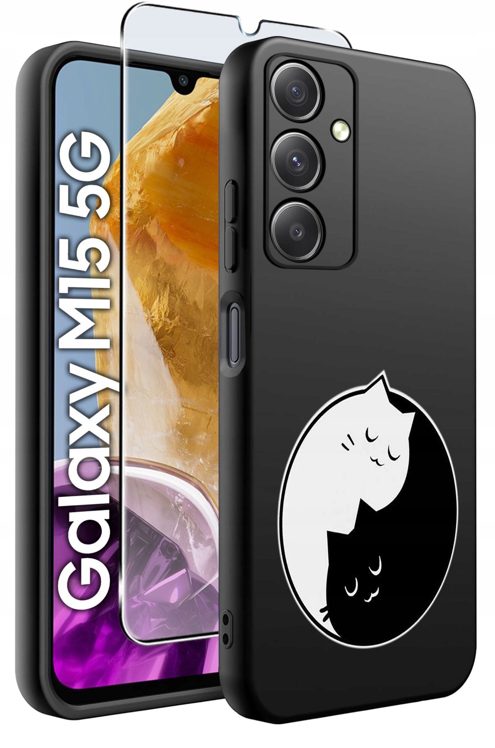 ETUI do Samsung M15 5G WZORY | SILIKONOWE MATT CASE + SZKŁO HARTOWANE 9H