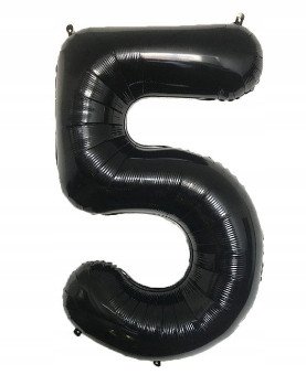 Balon Foliowy Na Hel CYFRA - 5 kolor CZARNY - 80CM