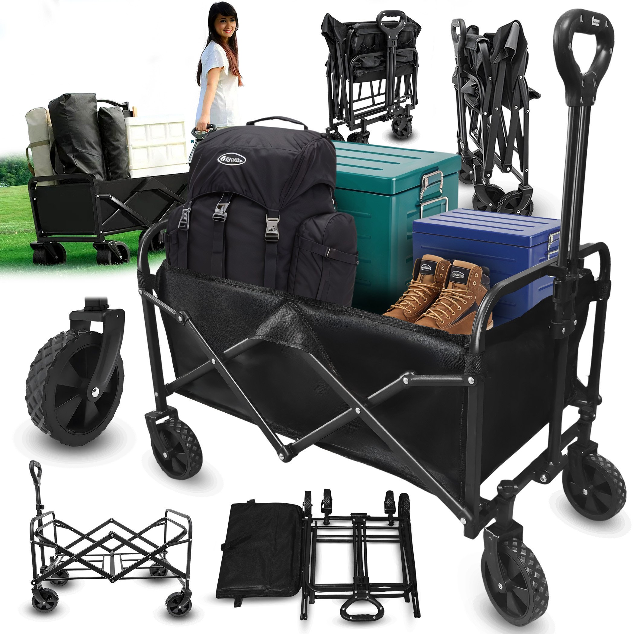 Wózek turystyczny składany Heckermann LY03-A Plażowy ogrodowy do 100 KG