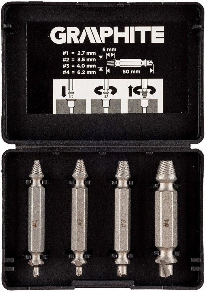 Wykrętaki dwustronne do zerwanych śrub lub uszkodzonych gniazd, zestaw 4 szt.