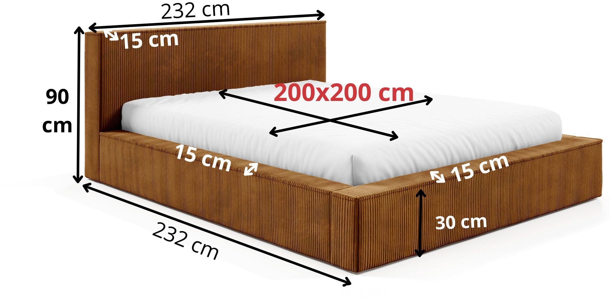 Łóżko FILO 200x200 stelaż metalowy , POJEMNIK, szerokie boki, Sztruks poso 001