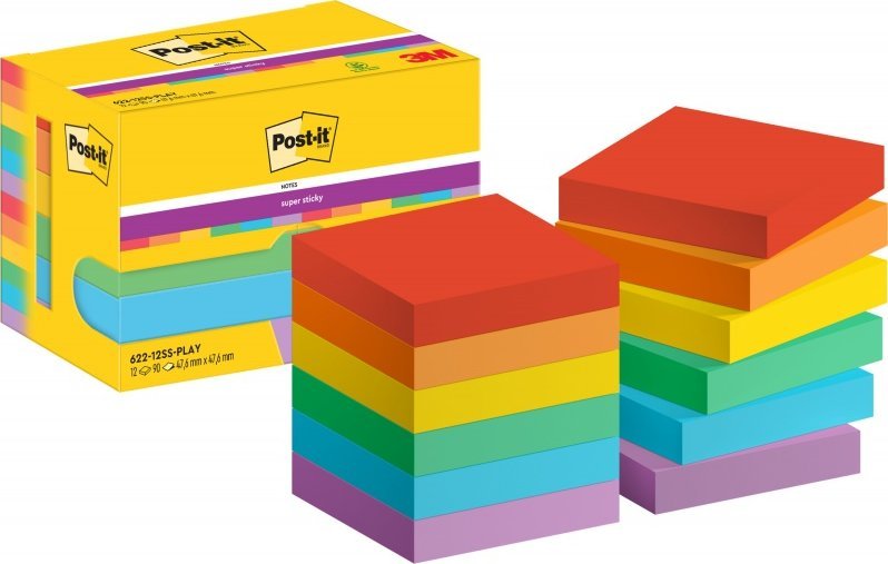 3M Post-It 7100258794, Square, Multicolour, Paper, 47.6 mm, 47.6 mm, 90 sheets
