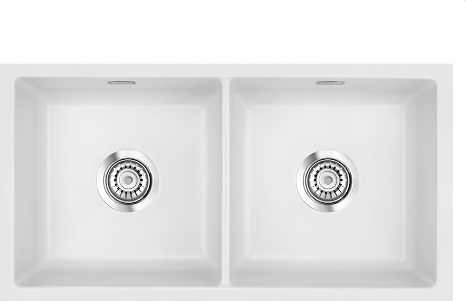 Zlewozmywak SYSTEMCERAM Systemceram Mera Twin U Satin, zlewozmywak ceramiczny, korek manualny