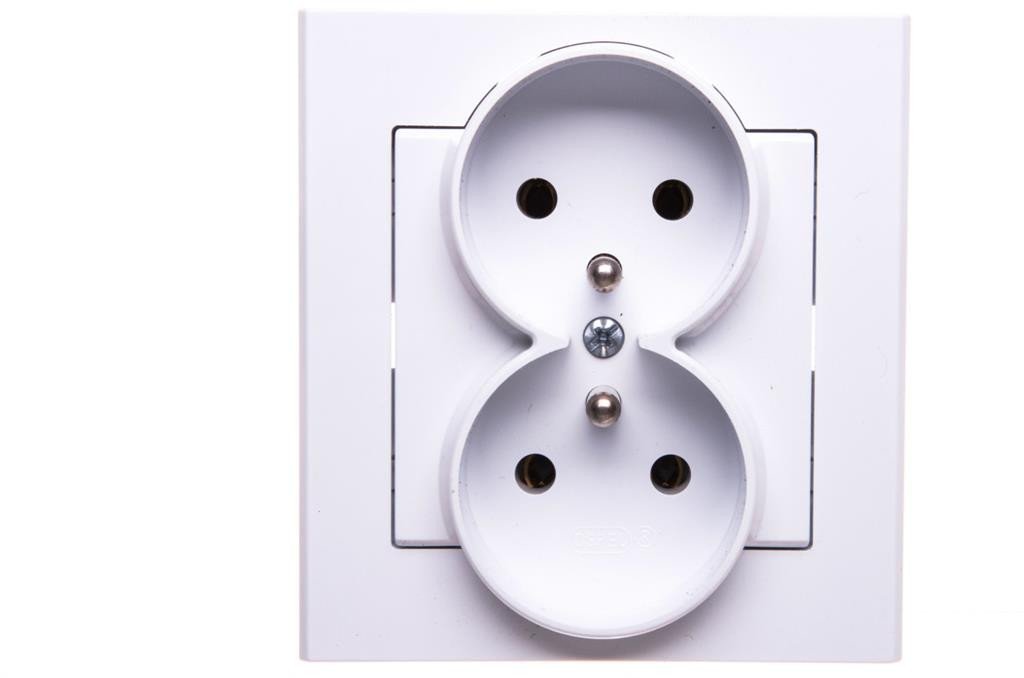 SONATA Gniazdo podwójne z uziemieniem kompletne z ramką biały mat GP-2RZ/75