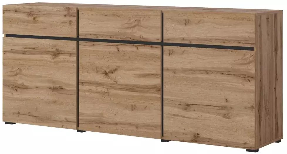 Komoda CROSS 3D3S 180cm dąb wotan/czarna HELVETIA