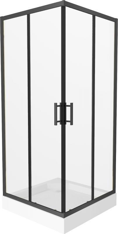 Mexen Mexen Rio kabina prysznicowa kwadratowa 90 x 90 cm, transparent, czarny + brodzik Rio, biały - 860-090-090-70-00-4510