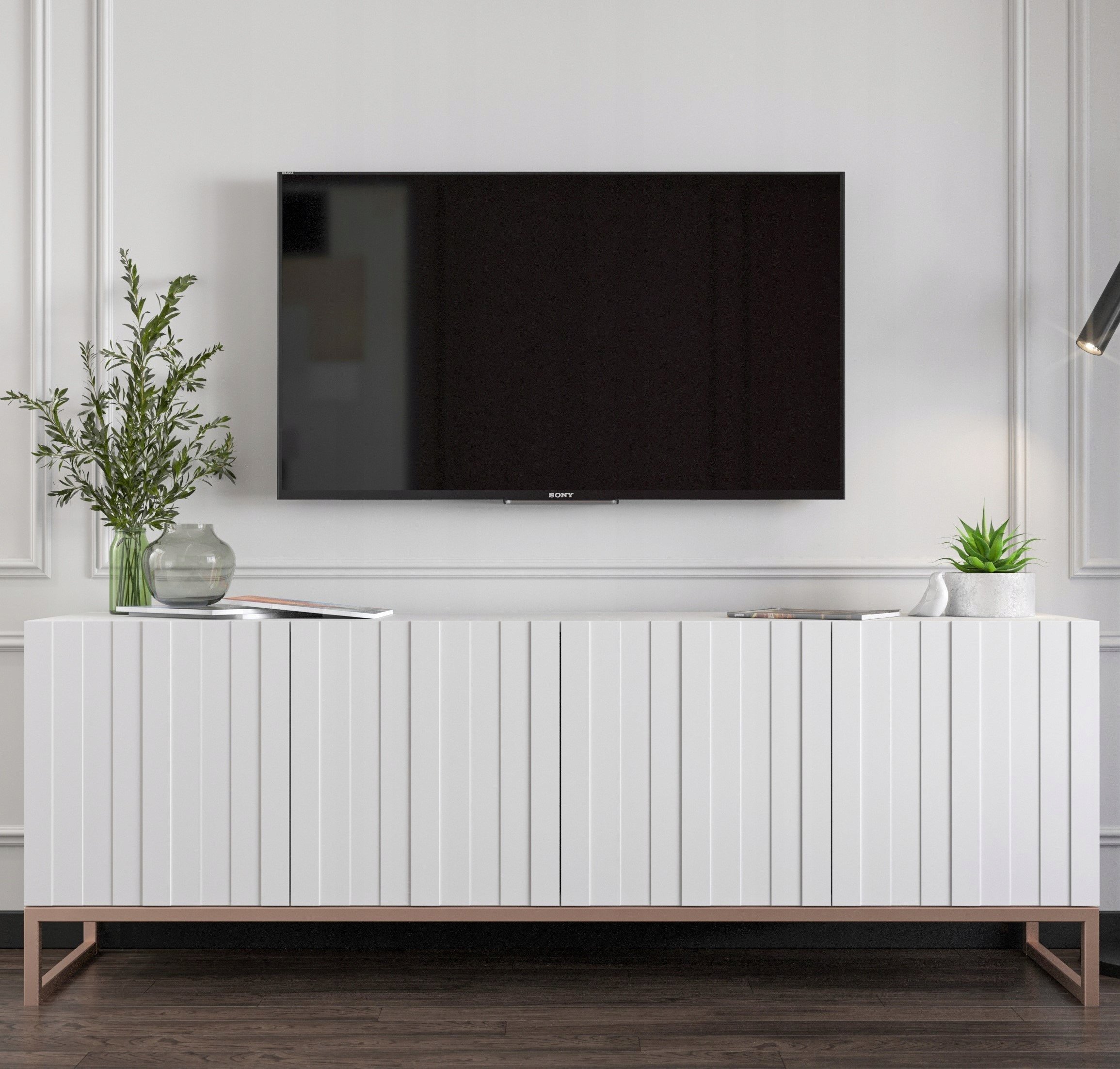 Meble Lindner Szafka RTV Glamour Komoda RTV Glamour Biała 150 cm