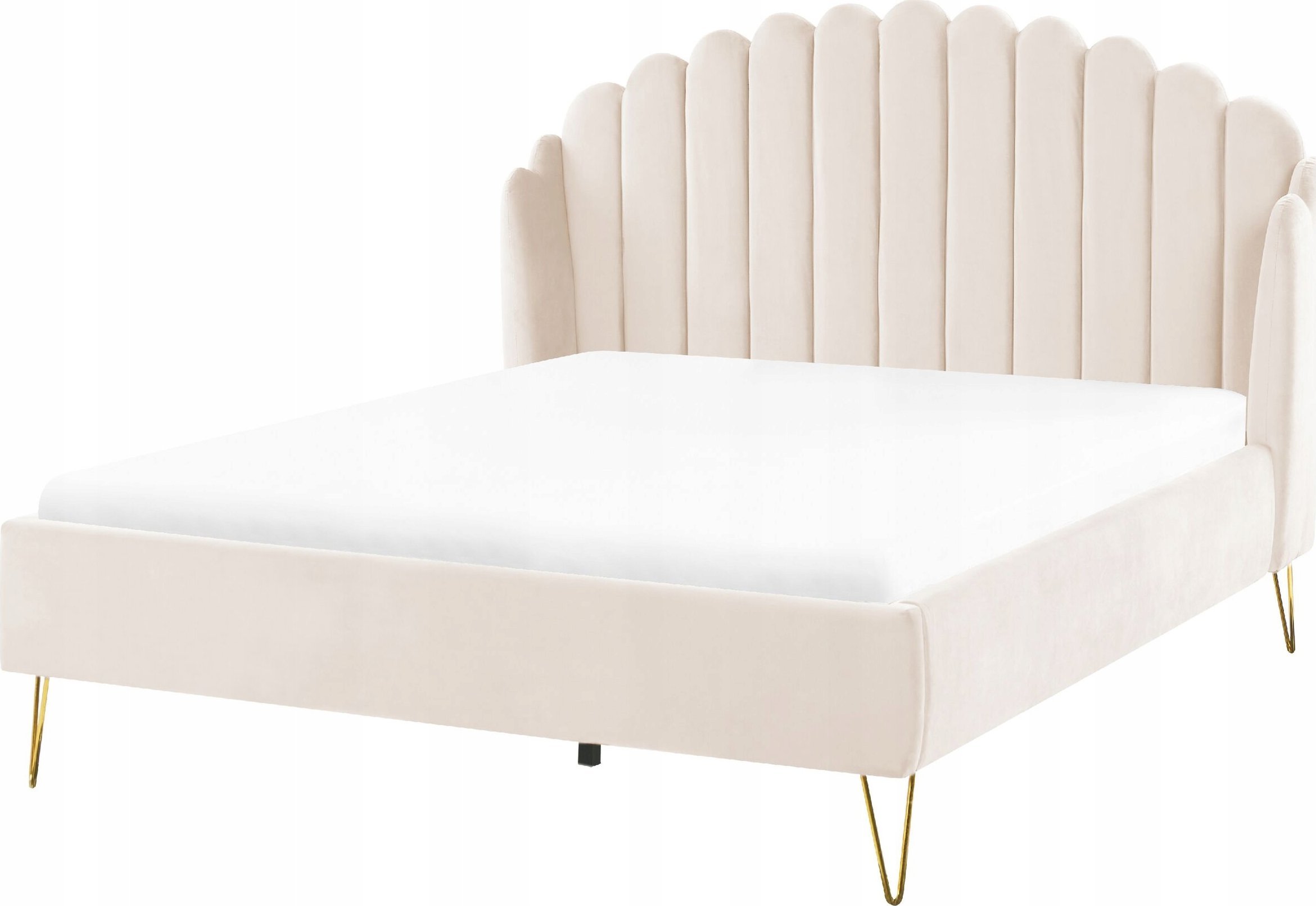 Beliani Łóżko welurowe 140 x 200 cm beżowe AMBILLOU