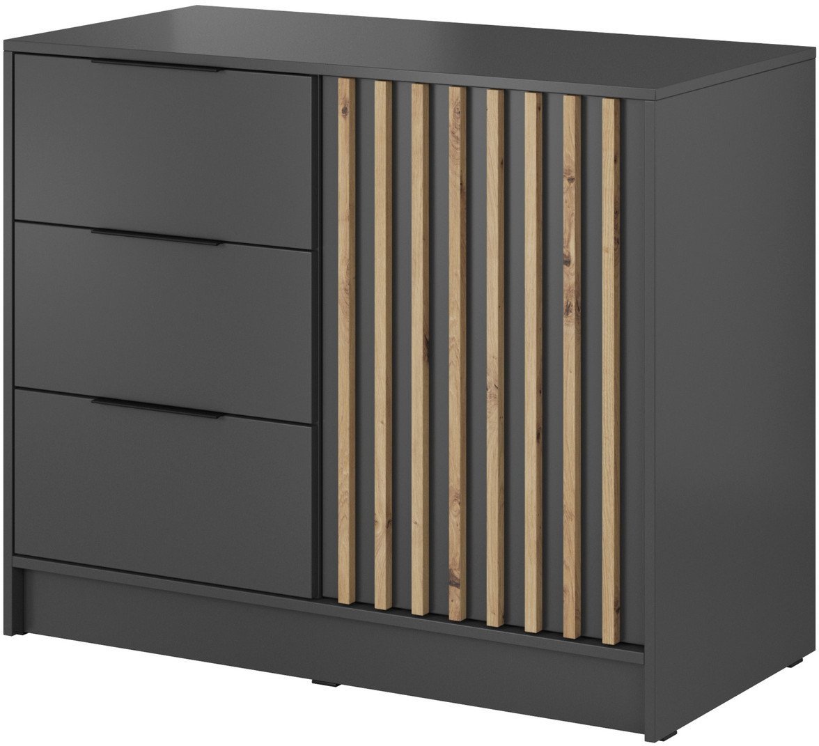 Komoda Stilo 105cm w kolorze grafit + dąb artisan lamele