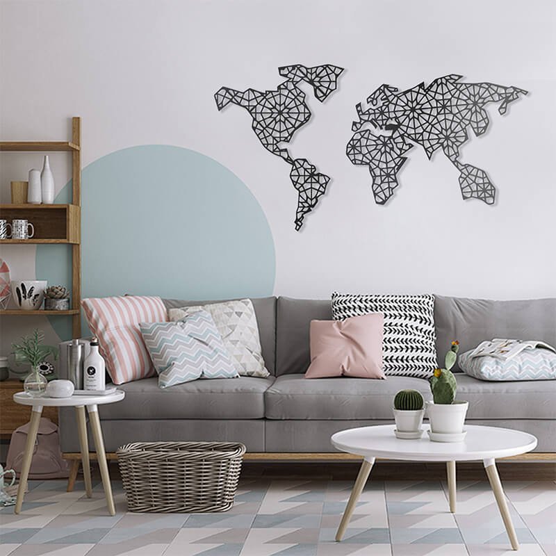 Pirudem Mapa Świata - metalowa ozdoba ścienna 640 x 1200 mm