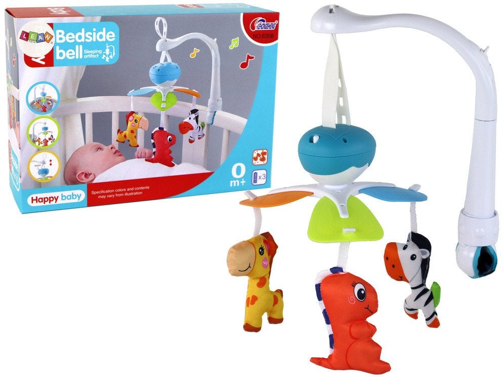 Karuzela Do Łóżeczka Na Baterie Klips Uniwersalny Zawieszki Niebieska