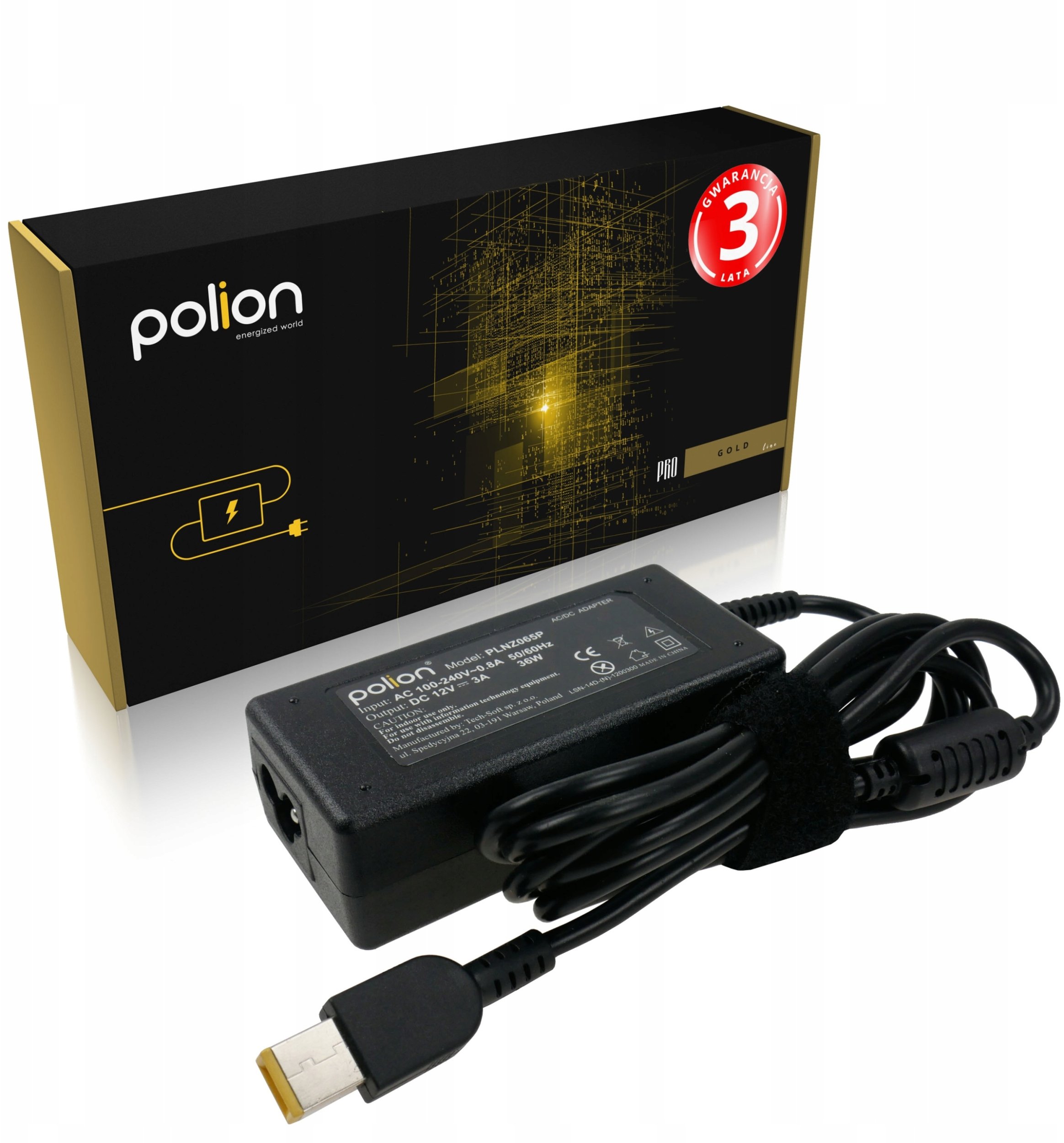 Zasilacz do laptopa LENOVO 36W 12V 3A wtyk Helix