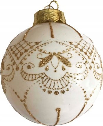 Kaemingk Bombka na choinkę nietłukąca biała zdobiona 10 cm