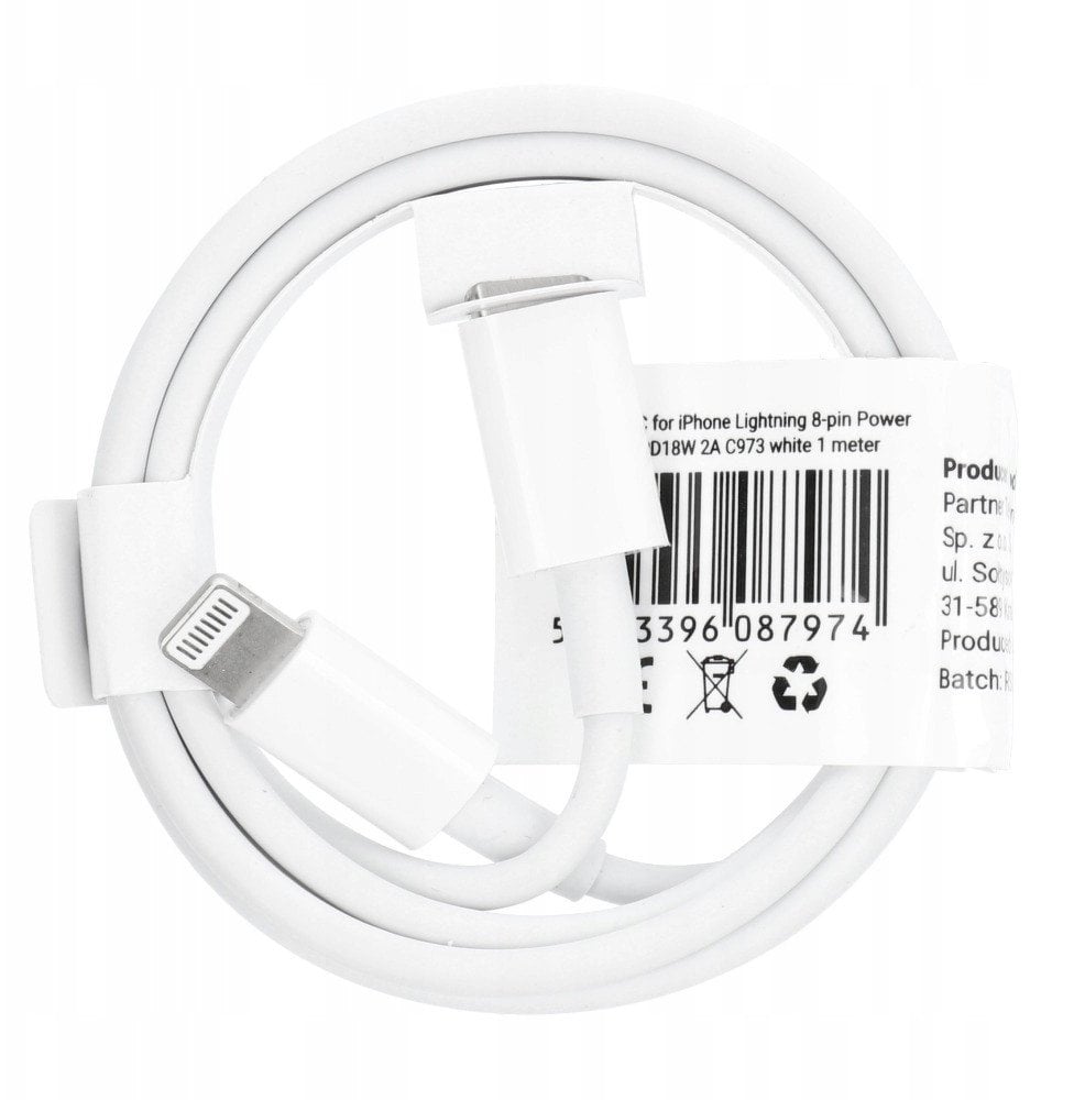 Kabel USB Vega USB-C - Lightning 1 m Biały