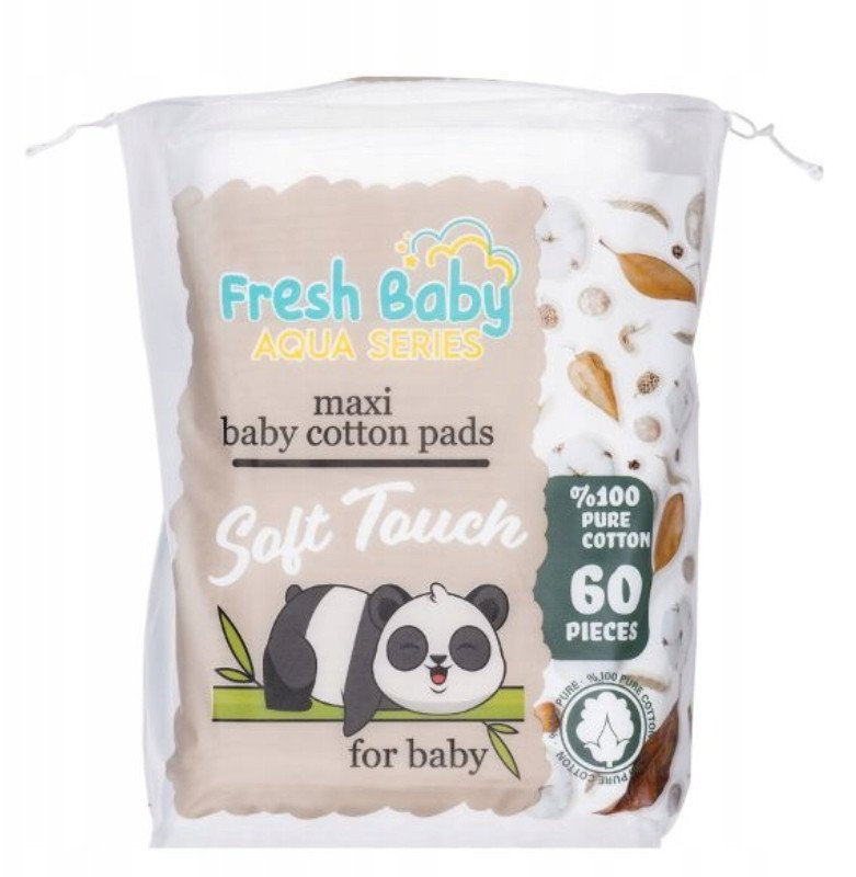 Płatki kosmetyczne bawełniane prostokątne Fresh baby - Aqua series 60szt