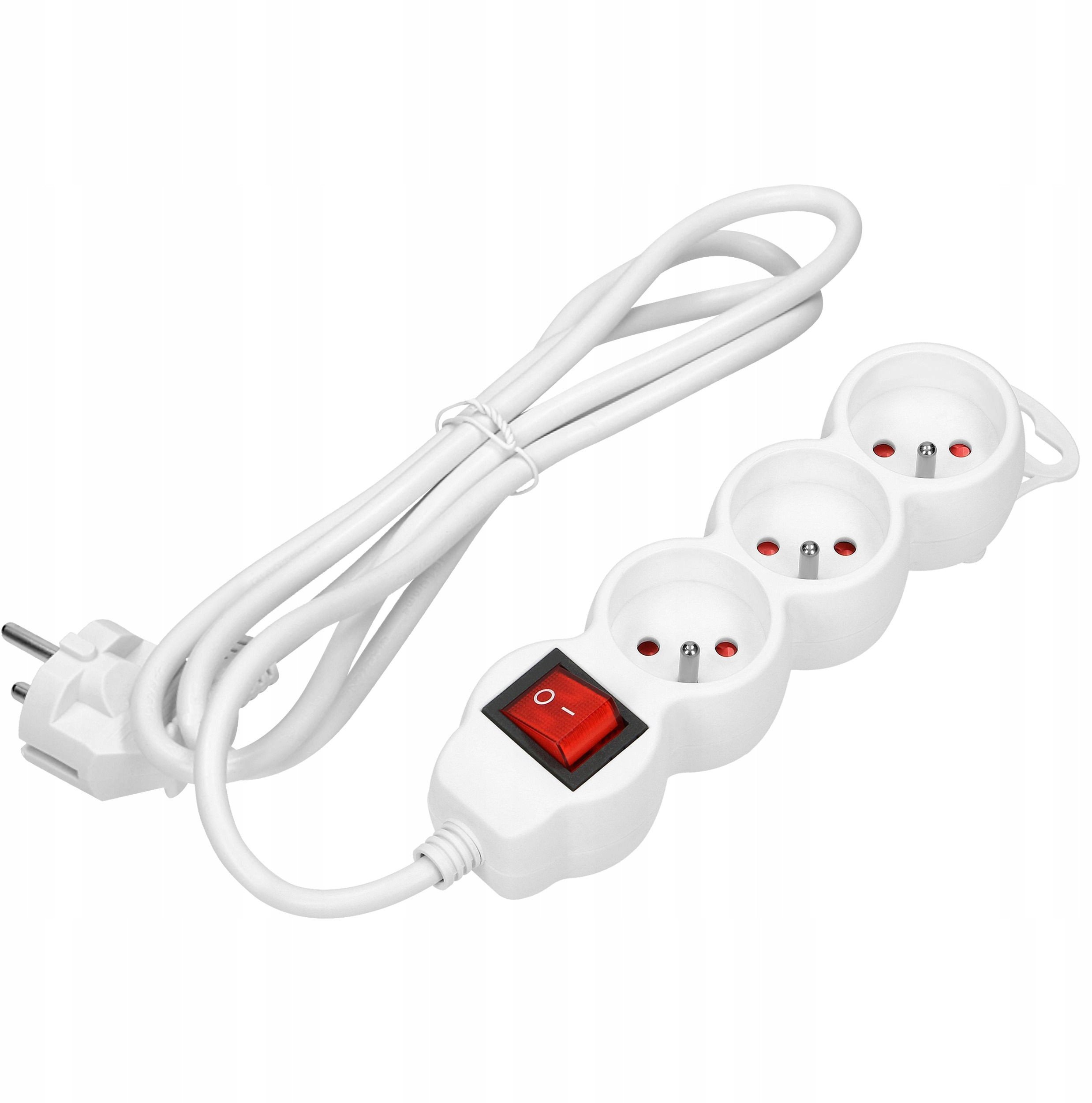 Przedłużacz 3x2P+Z,ON/OFF,1,4m, 3x1mm?, biały