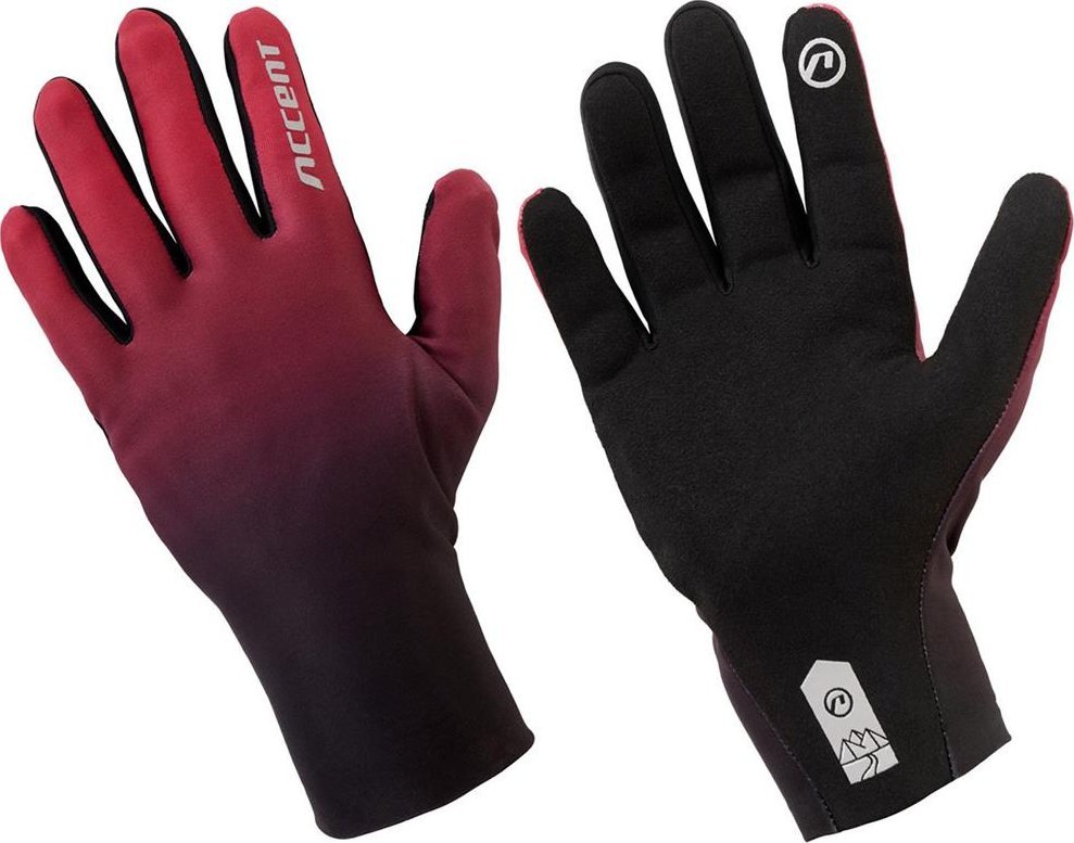 Rękawiczki z długimi palcami Accent Pure Long, bordowo-czarne, M