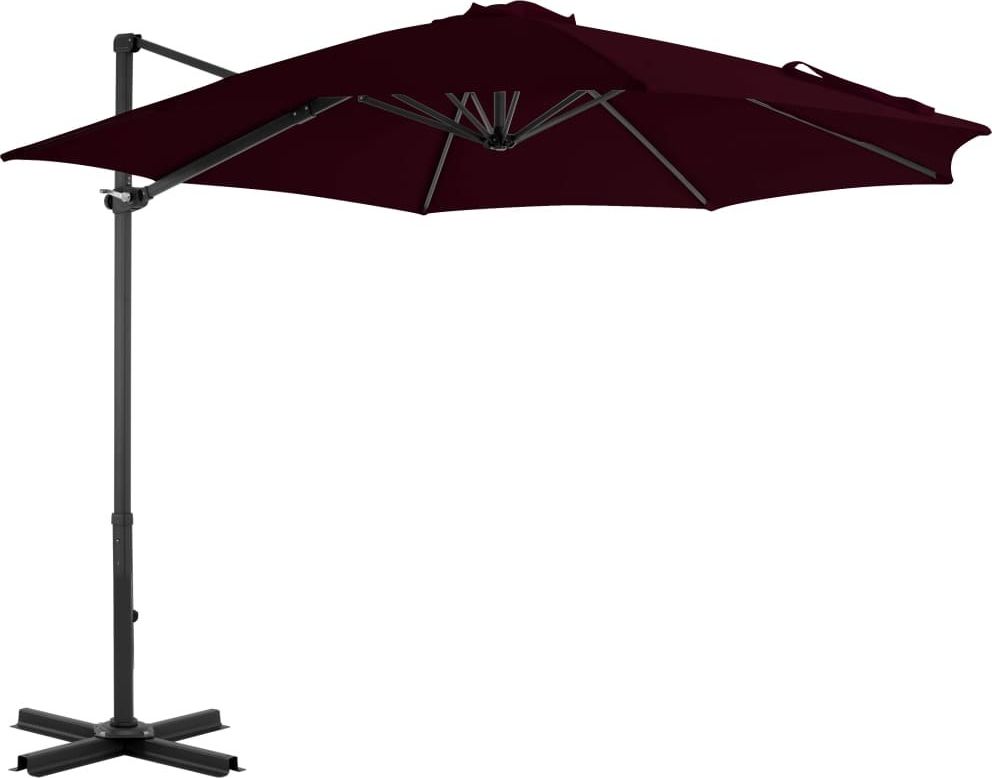 vidaXL Parasol wiszący z aluminiowym słupkiem czerwony 300 cm