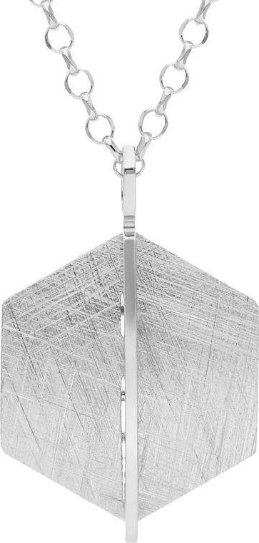 Irbis Srebrny szczotkowany naszyjnik sześciokąt z belką Uniwersalny