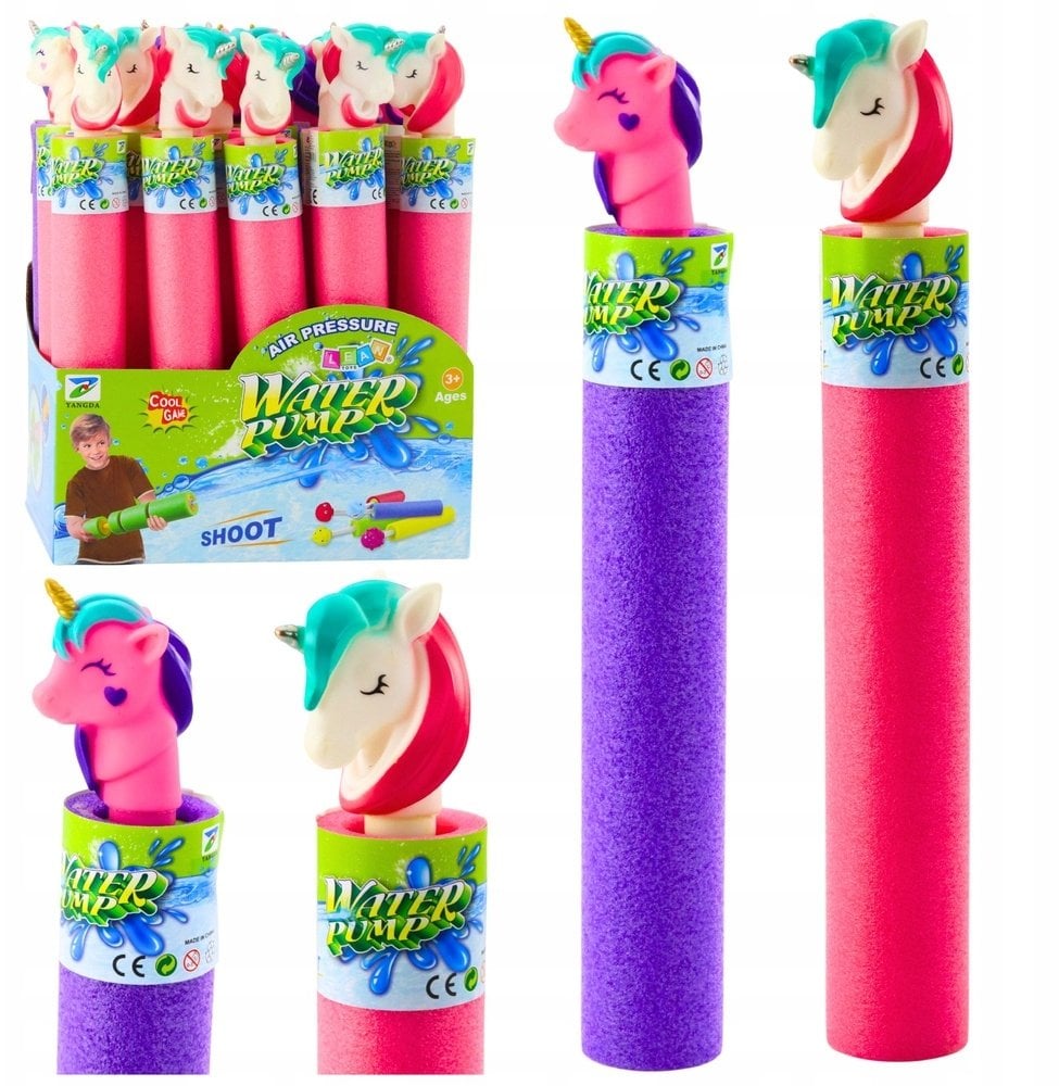 Piankowa Broń Pompka Pałka Na Wodę Jednorożec Różowa Fioletowa 35 cm